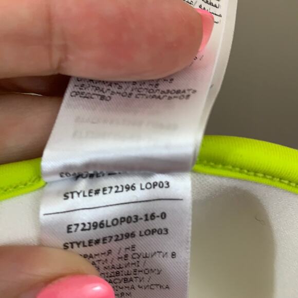 Guess Triangle Fringe Neon Yellow Bikini Top - Picture 7 of 8